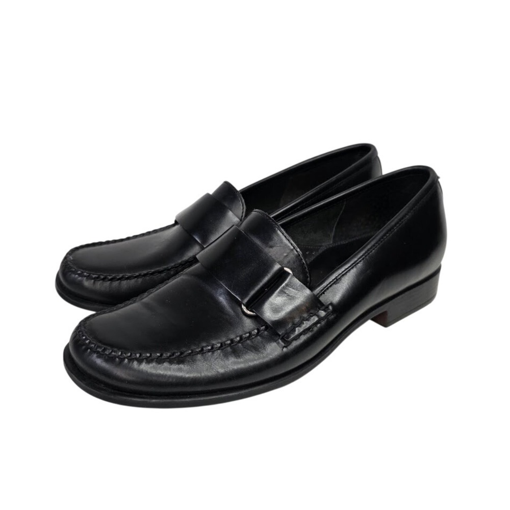 G.H. Bass Men 9M Weejun Cecilia Loafers Black Leather Slip On Moc Toe Dress Shoe